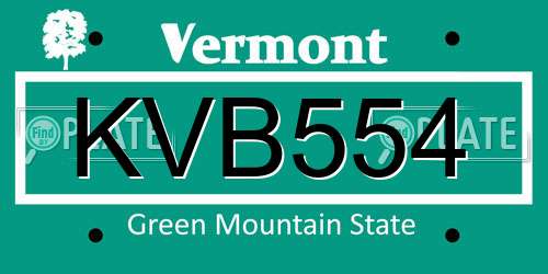 KVB554 Vermont License Plate