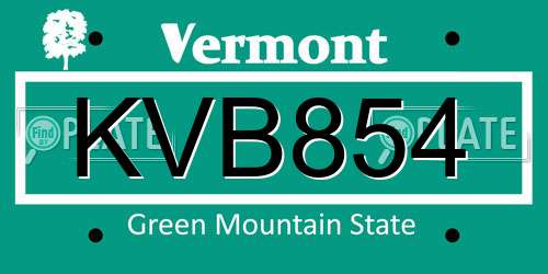 KVB854 Vermont License Plate