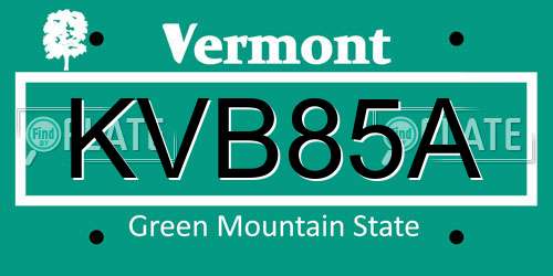 KVB85A Vermont License Plate