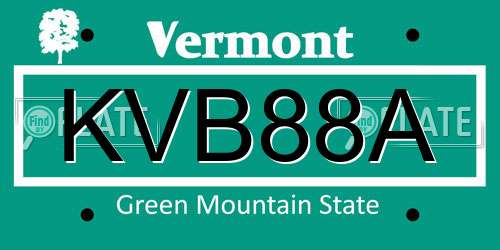 KVB88A Vermont License Plate