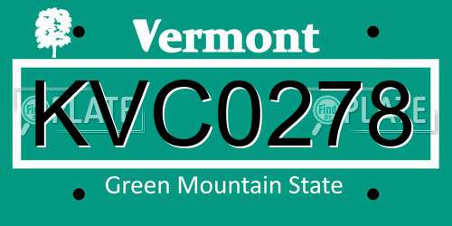 KVC0278 Vermont License Plate