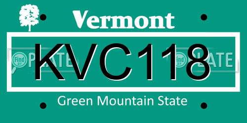 KVC118 Vermont License Plate