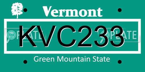 KVC233 Vermont License Plate