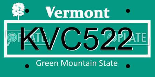 KVC522 Vermont License Plate