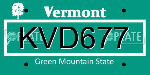KVD677 Vermont License Plate