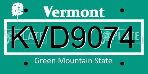 KVD9074 Vermont License Plate