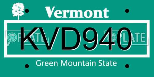 KVD940 Vermont License Plate
