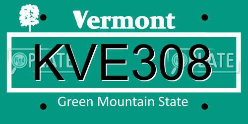 KVE308 Vermont License Plate