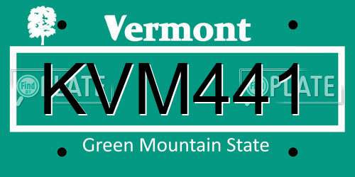 KVM441 Vermont License Plate