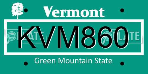 KVM860 Vermont License Plate