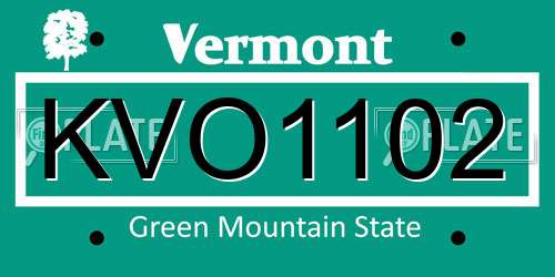 KVO1102 Vermont License Plate