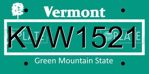 KVW1521 Vermont License Plate
