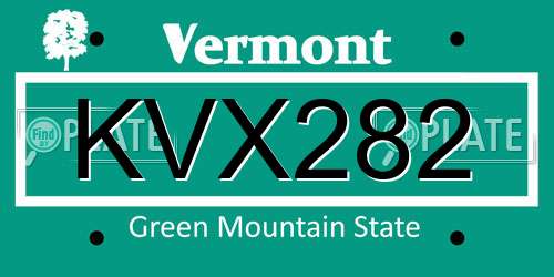 KVX282 Vermont License Plate