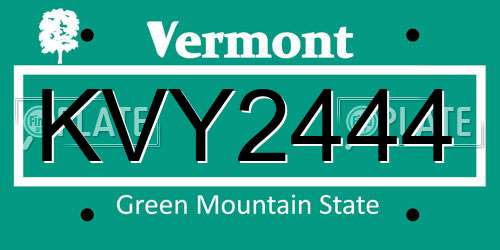 KVY2444 Vermont License Plate