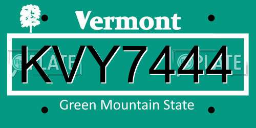 KVY7444 Vermont License Plate