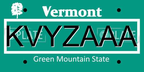 KVYZAAA Vermont License Plate
