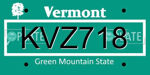 KVZ718 Vermont License Plate