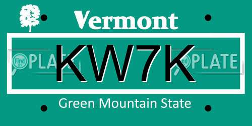 KW7K Vermont License Plate