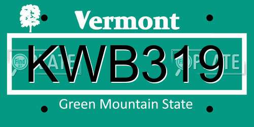 KWB319 Vermont License Plate