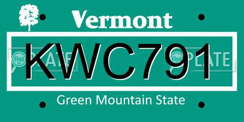KWC791 Vermont License Plate