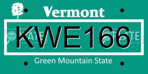 KWE166 Vermont License Plate