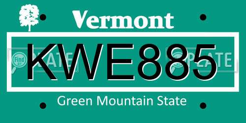 KWE885 Vermont License Plate