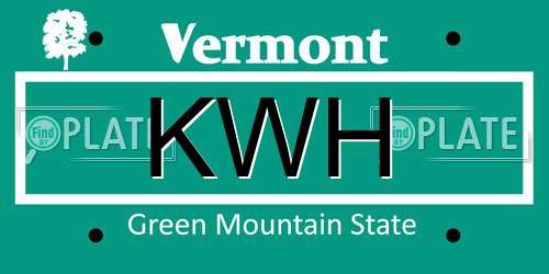 KWH Vermont License Plate