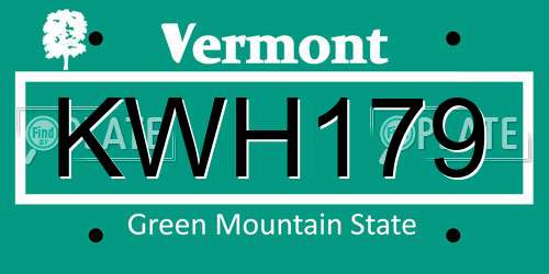 KWH179 Vermont License Plate