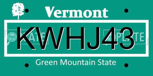 KWHJ43 Vermont License Plate