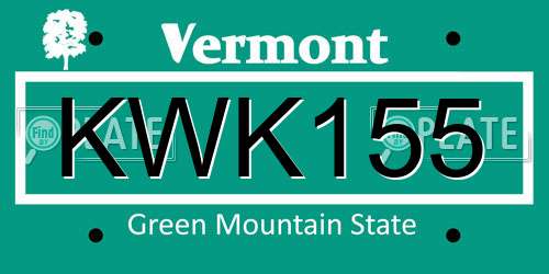 KWK155 Vermont License Plate