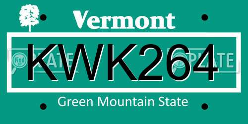 KWK264 Vermont License Plate