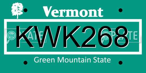 KWK268 Vermont License Plate