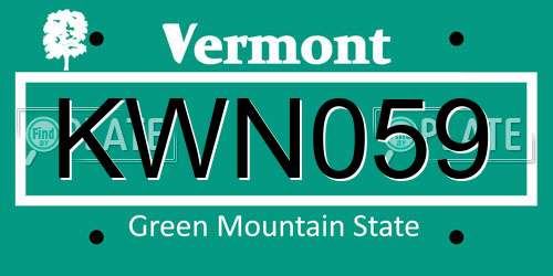 KWN059 Vermont License Plate