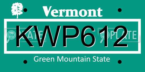 KWP612 Vermont License Plate