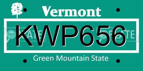 KWP656 Vermont License Plate