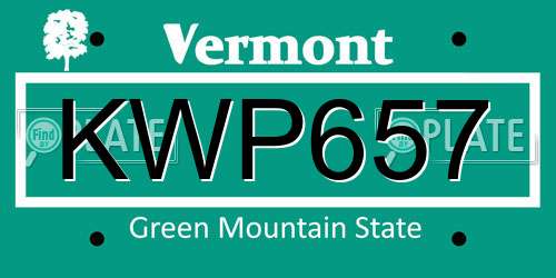 KWP657 Vermont License Plate