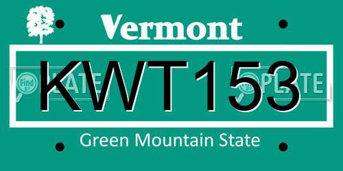 KWT153 Vermont License Plate