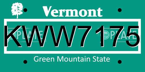 KWW7175 Vermont License Plate