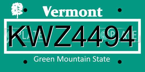 KWZ4494 Vermont License Plate