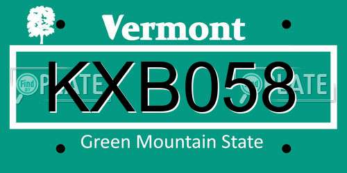 KXB058 Vermont License Plate