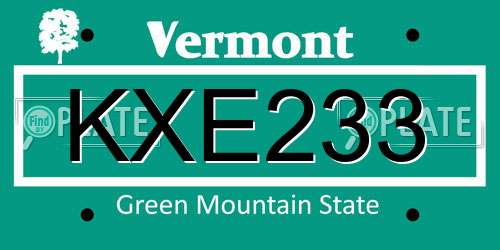 KXE233 Vermont License Plate