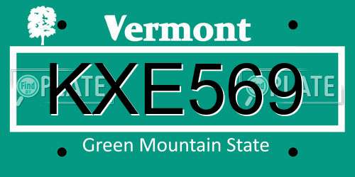 KXE569 Vermont License Plate
