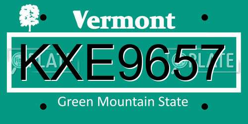 KXE9657 Vermont License Plate