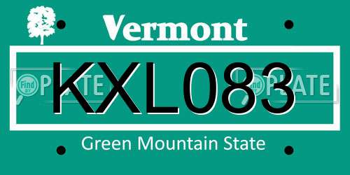 KXL083 Vermont License Plate
