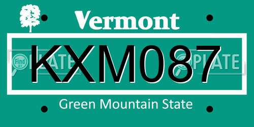 KXM087 Vermont License Plate