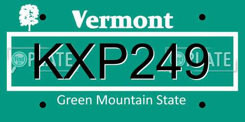 KXP249 Vermont License Plate