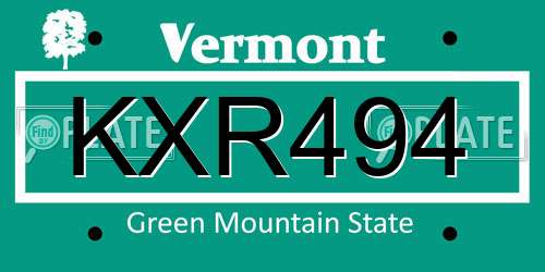 KXR494 Vermont License Plate