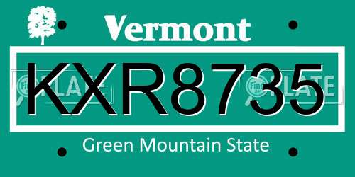 KXR8735 Vermont License Plate