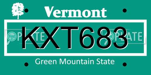 KXT683 Vermont License Plate