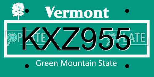 KXZ955 Vermont License Plate